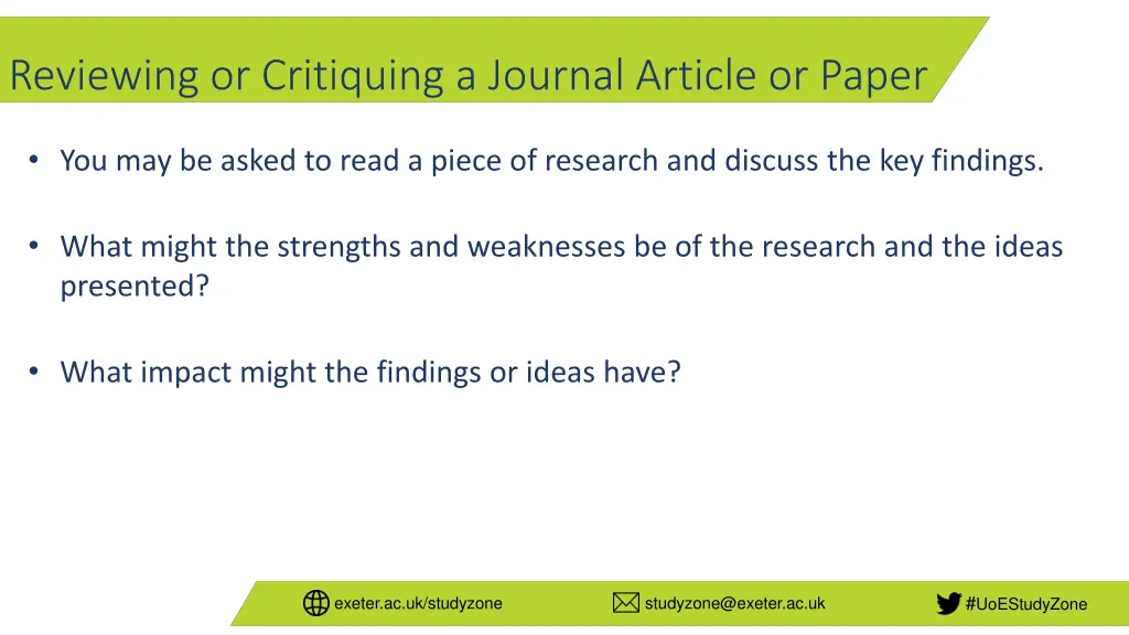 reviewing or critiquing a journal article or paper