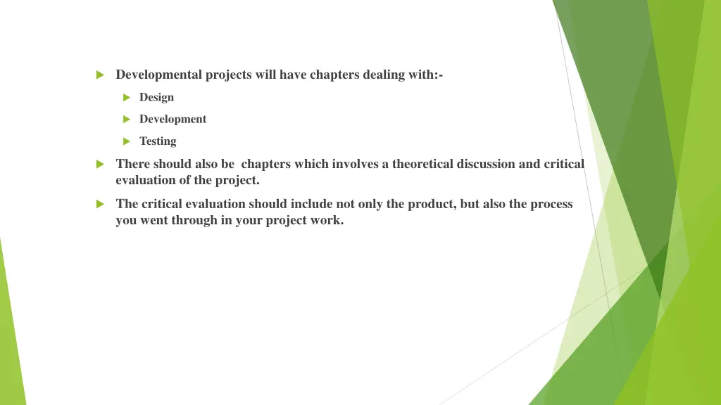 developmental projects will have chapters dealing