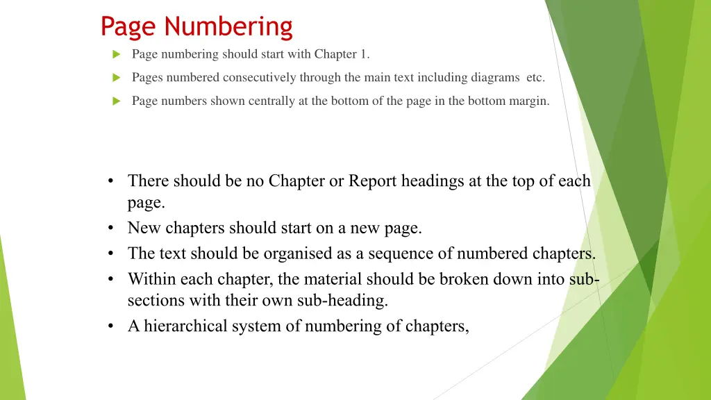 page numbering page numbering should start with
