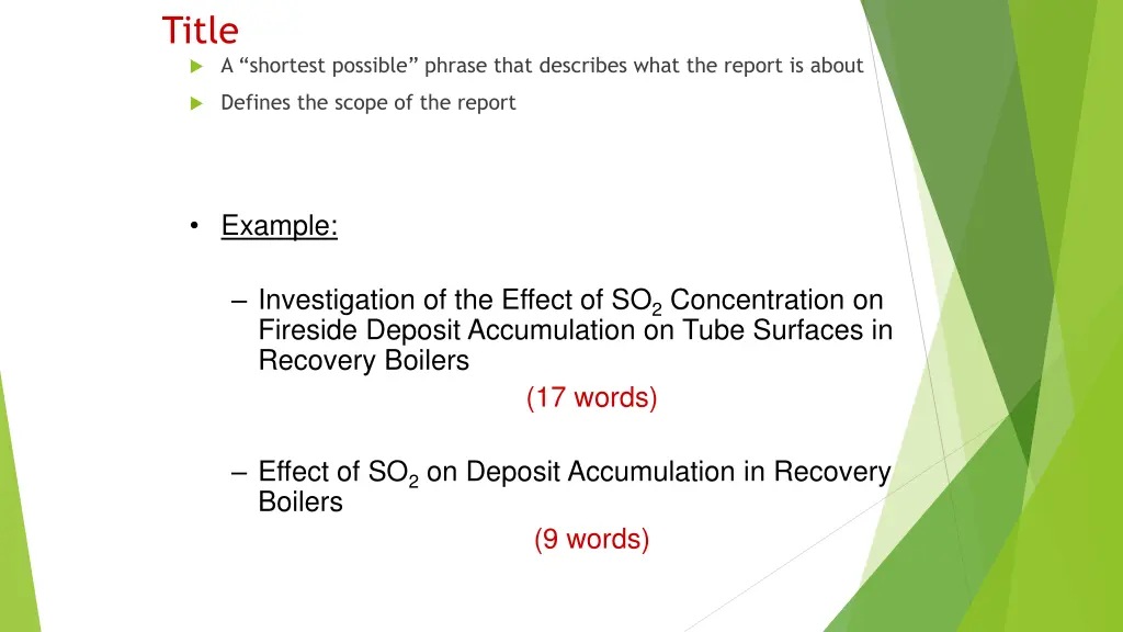 title a shortest possible phrase that describes