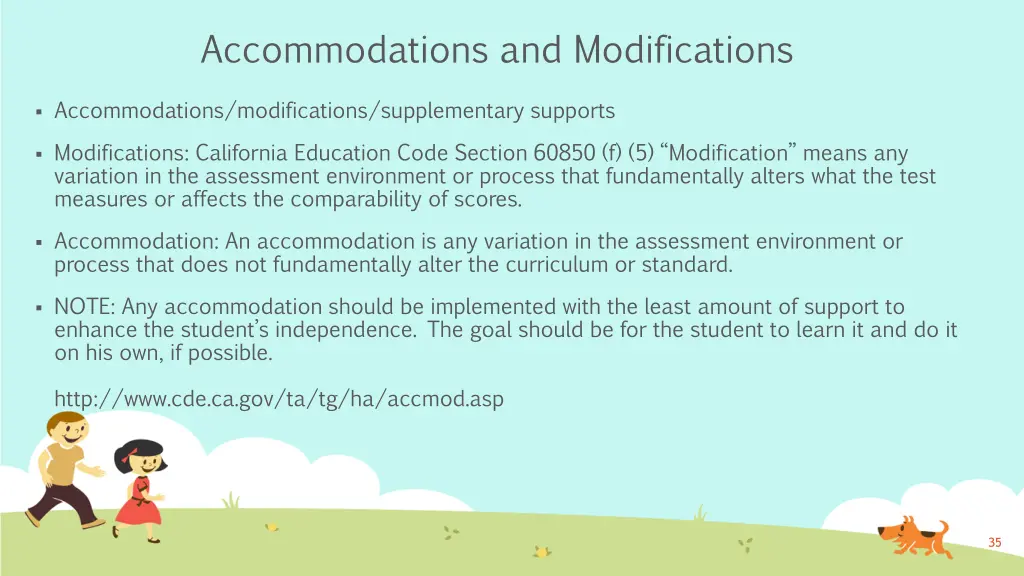 accommodations and modifications