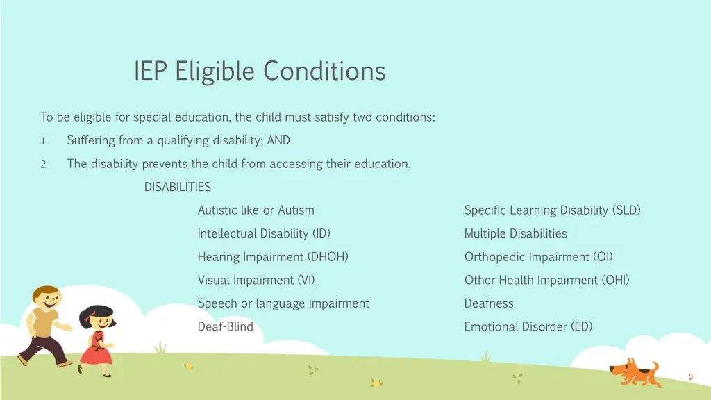 iep eligible conditions