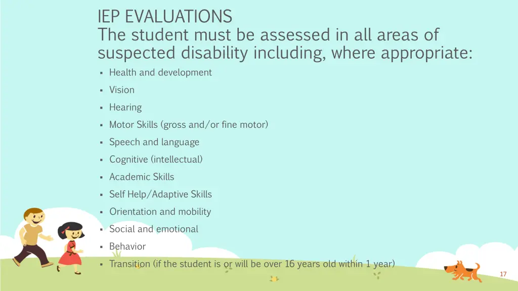 iep evaluations the student must be assessed