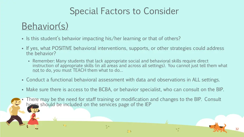 special factors to consider