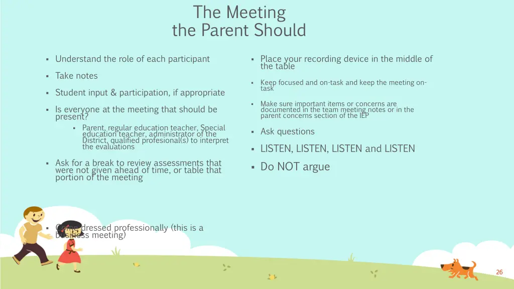 the meeting the parent should