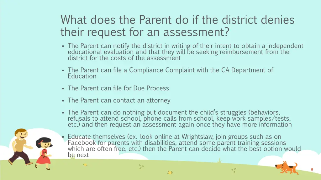 what does the parent do if the district denies