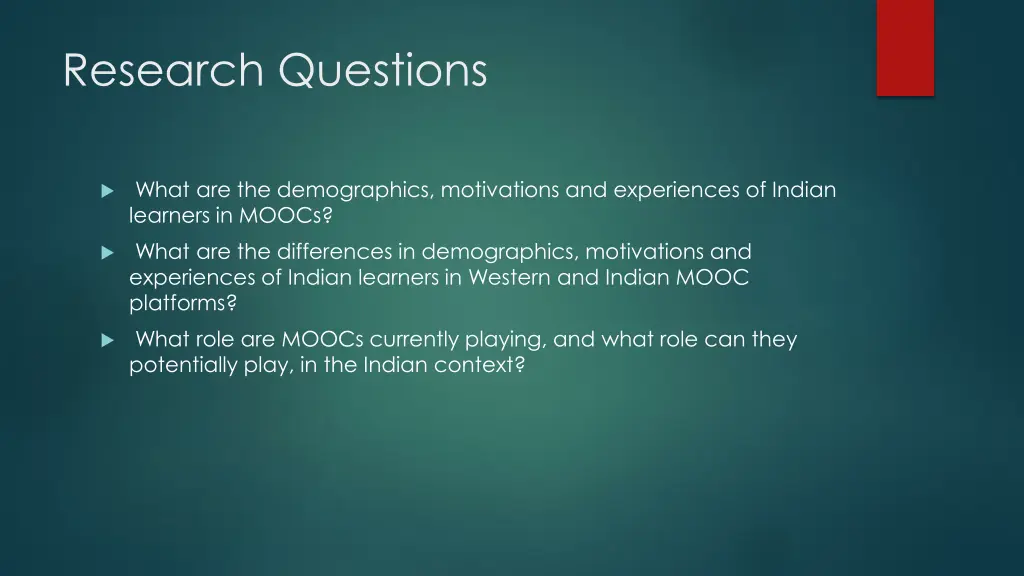research questions
