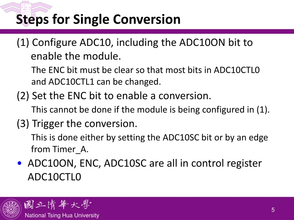 steps for single conversion