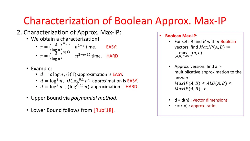 characterization of boolean approx