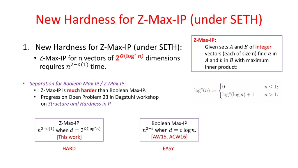 new hardness for z max ip under seth