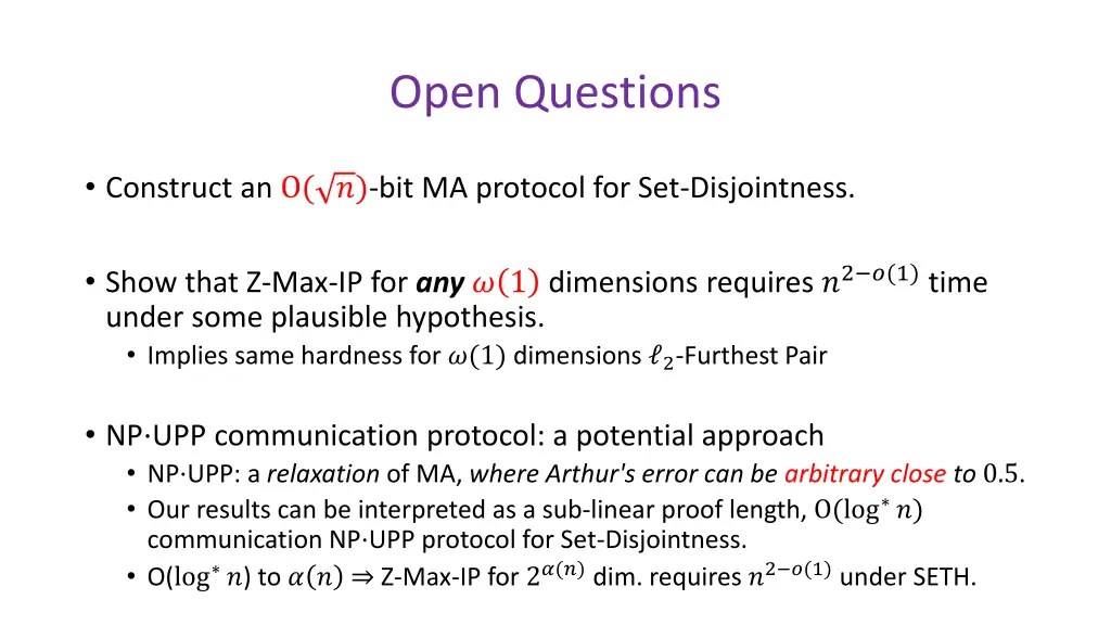 open questions