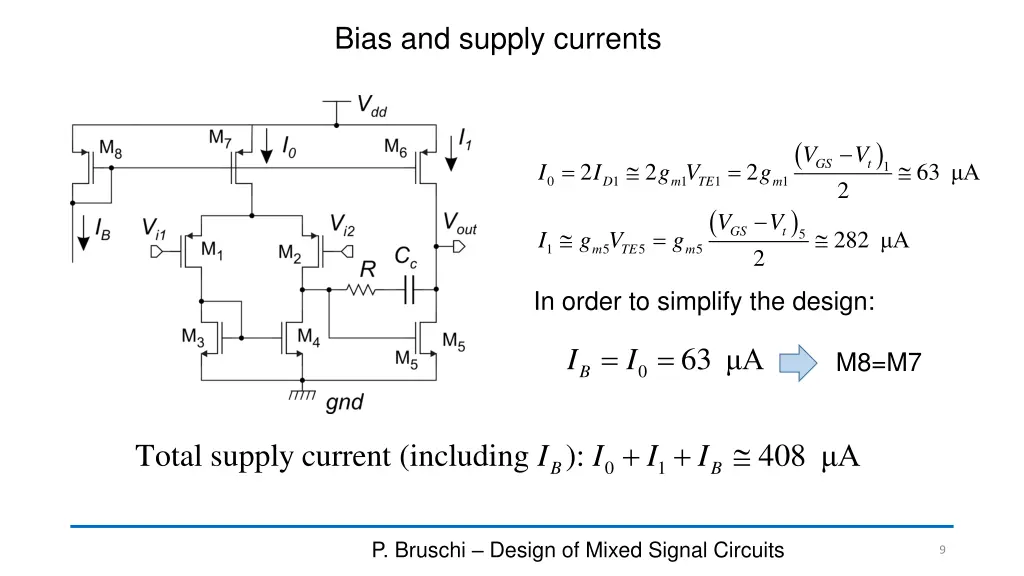 bias and supply currents