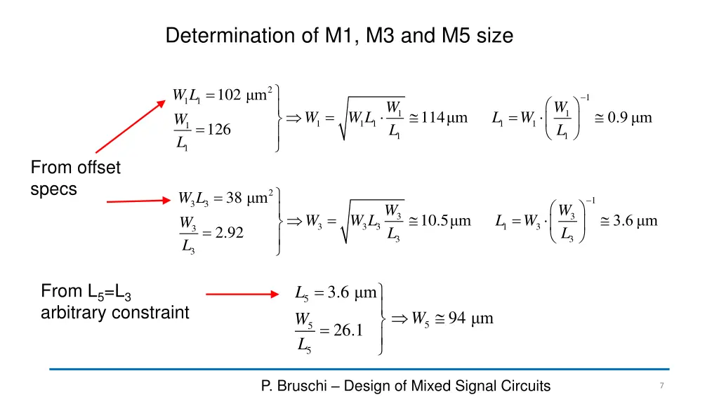 determination of m1 m3 and m5 size