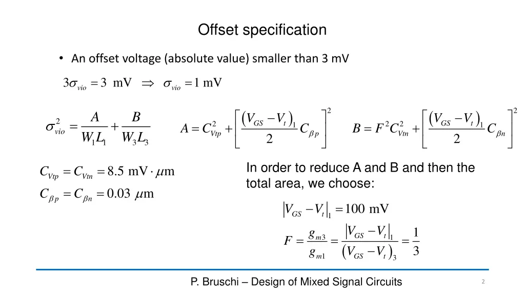 offset specification