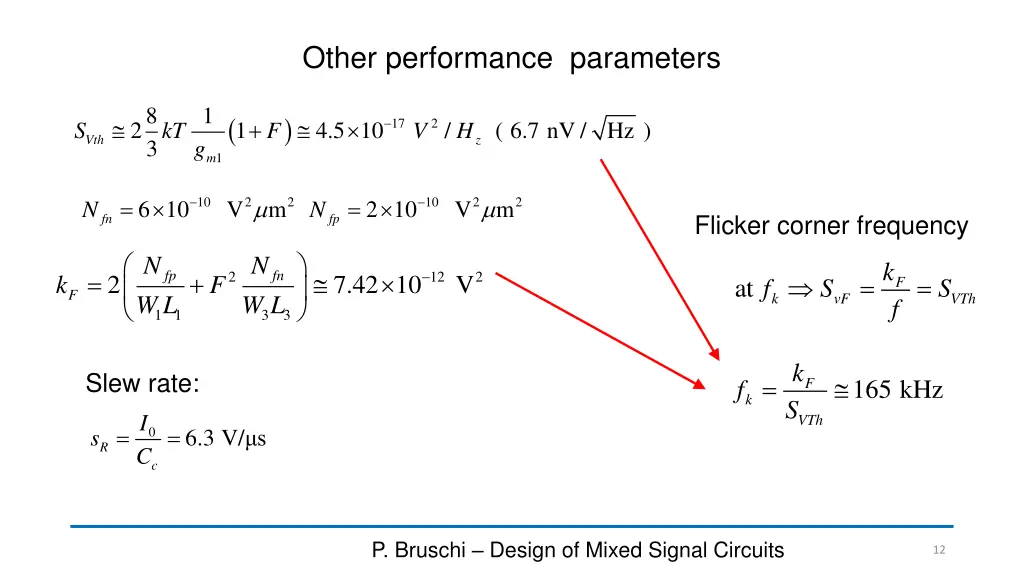 other performance parameters