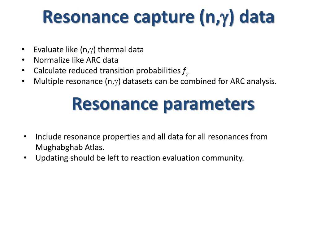 resonance capture n data
