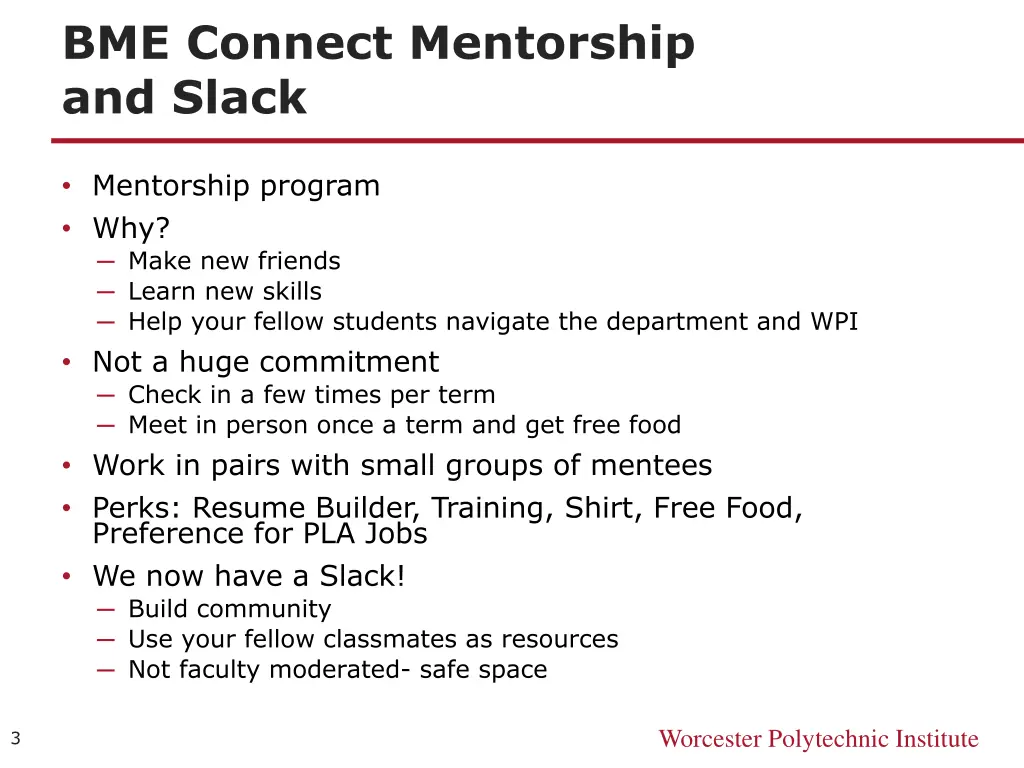 bme connect mentorship and slack