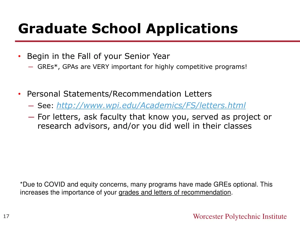 graduate school applications