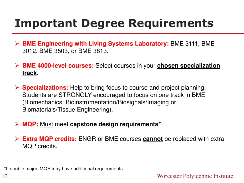 important degree requirements 2
