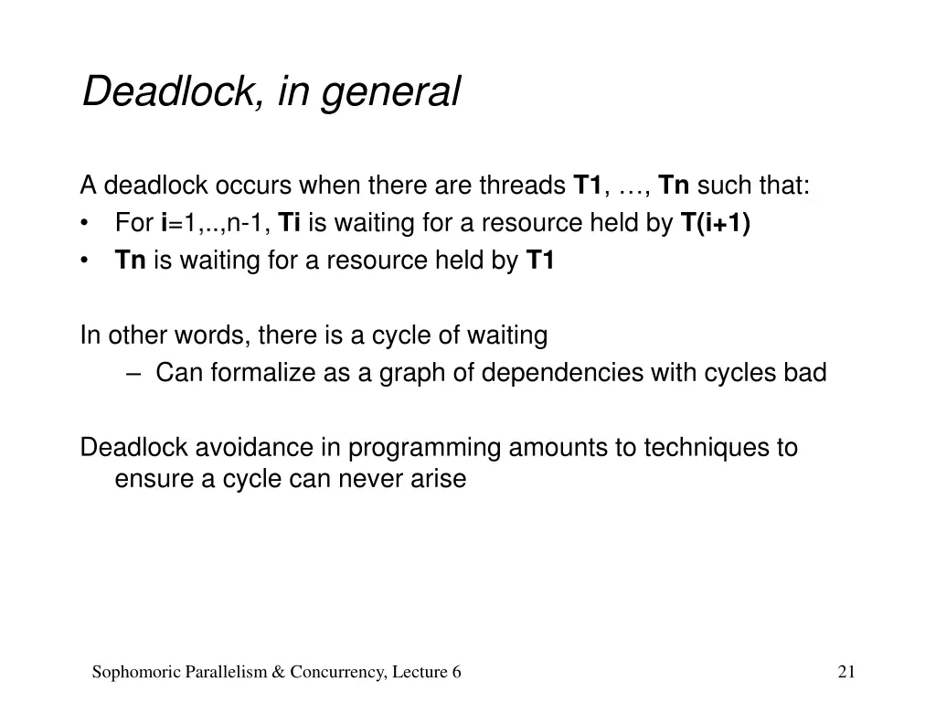 deadlock in general