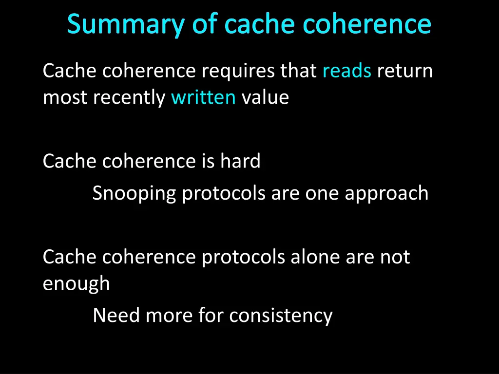 summary of cache coherence