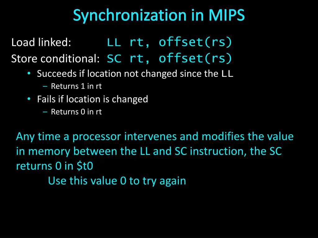 synchronization in mips