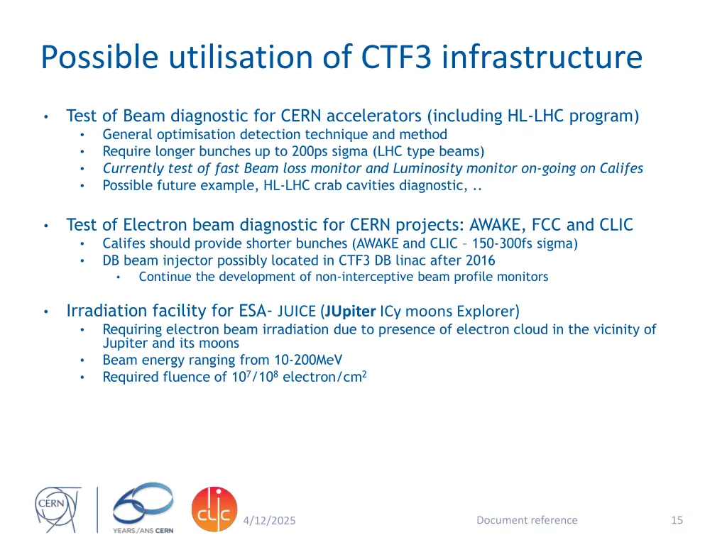 possible utilisation of ctf3 infrastructure