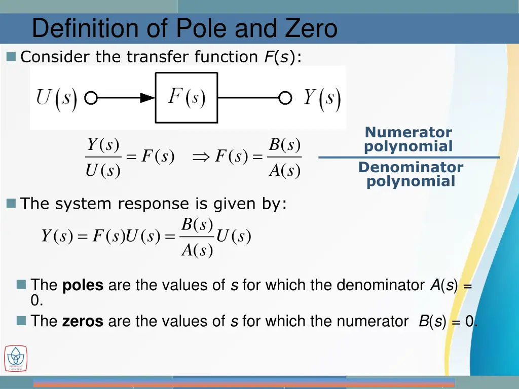 definition of pole and zero consider the transfer