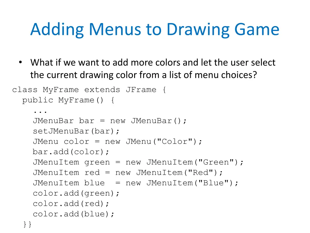 adding menus to drawing game