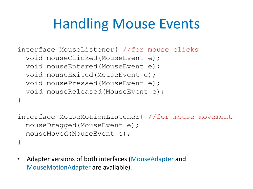 handling mouse events