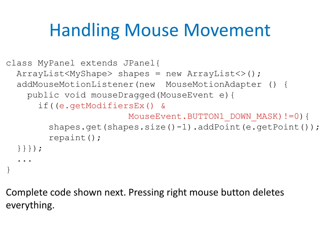handling mouse movement