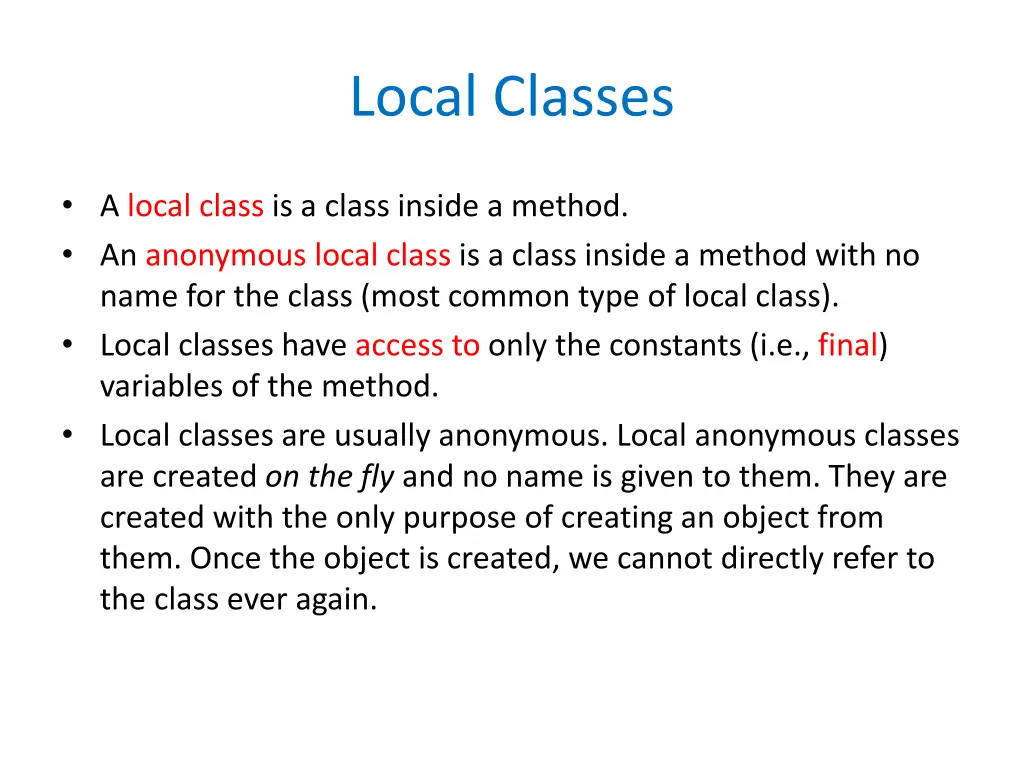 local classes