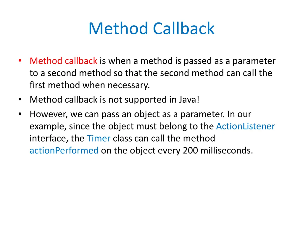 method callback