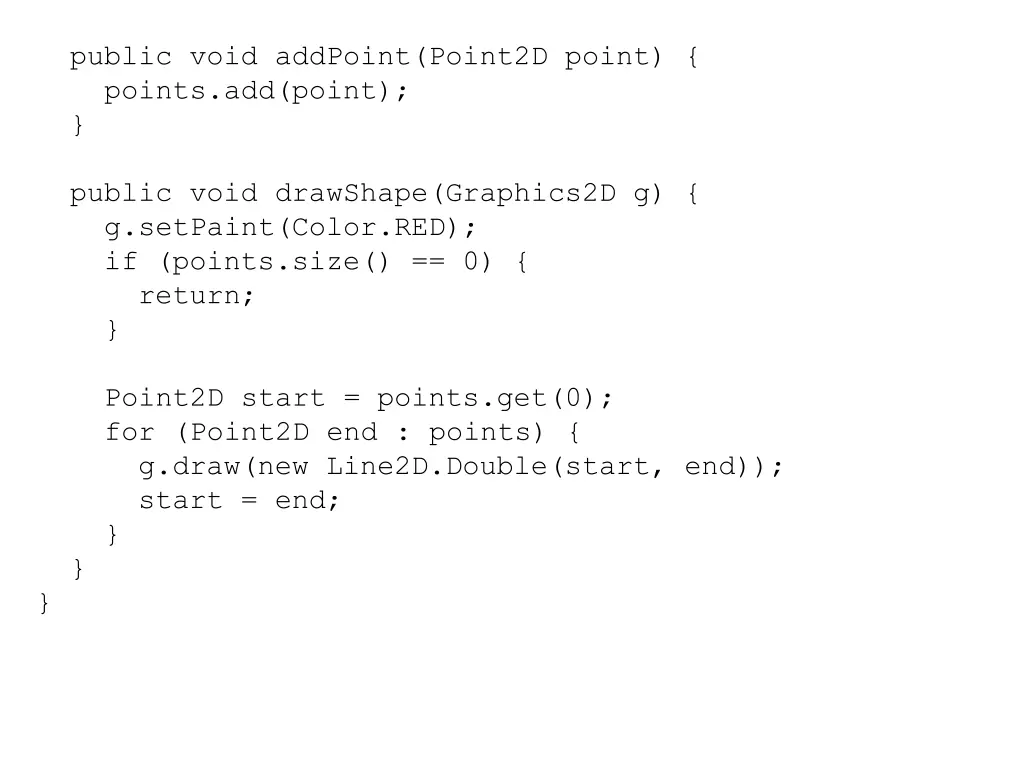 public void addpoint point2d point points