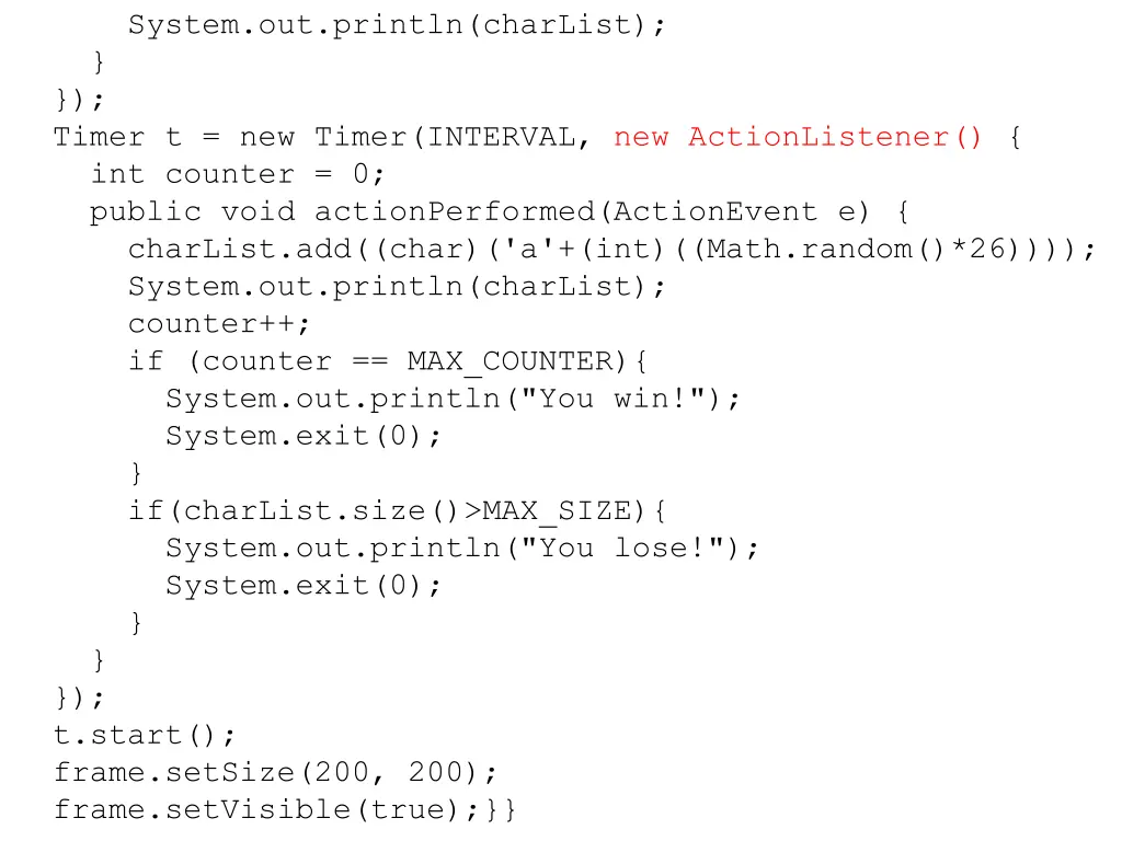 system out println charlist