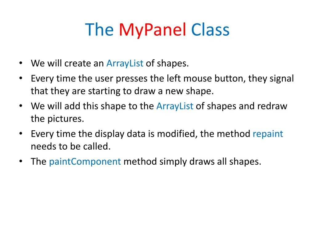 the mypanel class