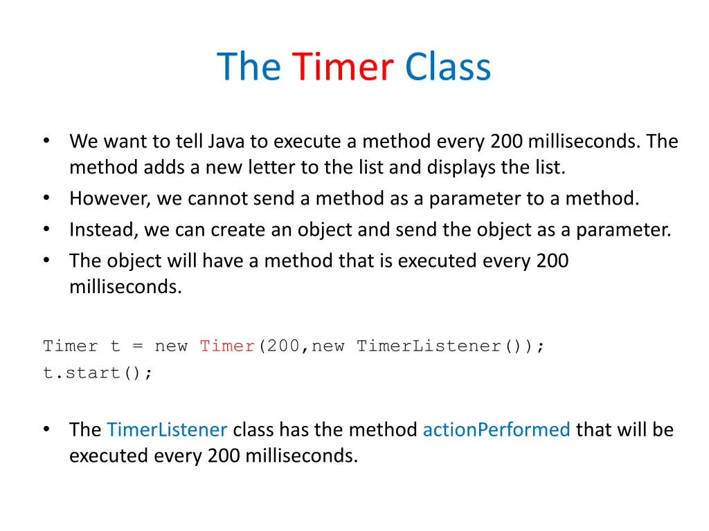 the timer class