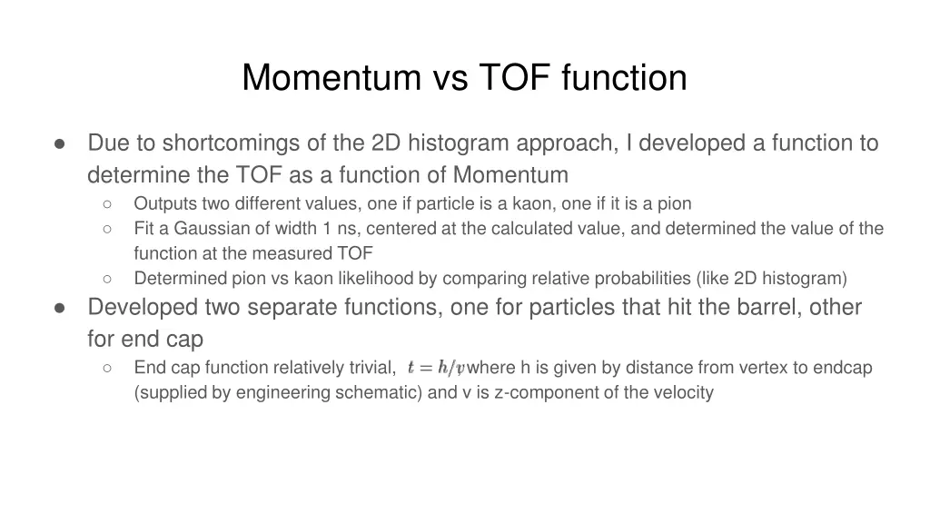 momentum vs tof function
