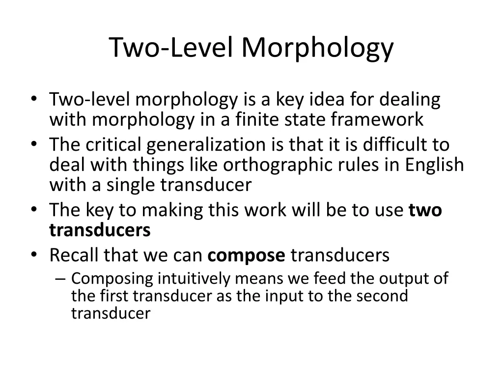 two level morphology 1