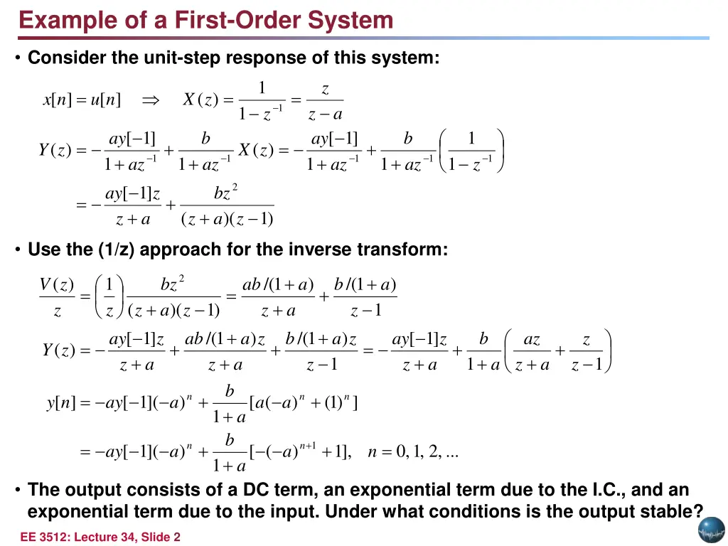 example of a first order system