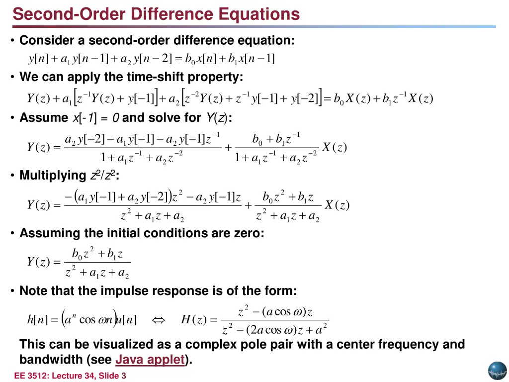 second order difference equations