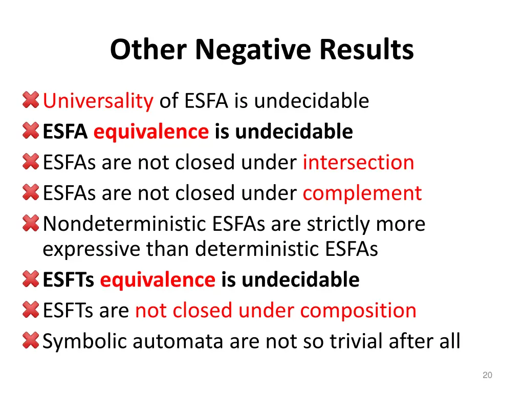 other negative results