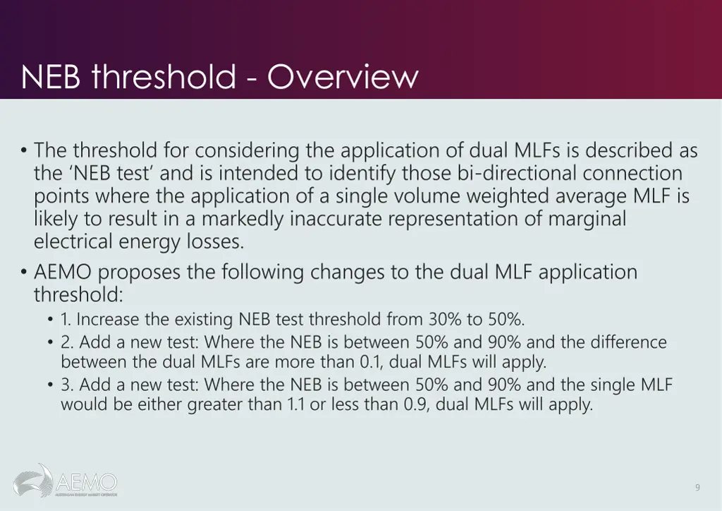 neb threshold overview