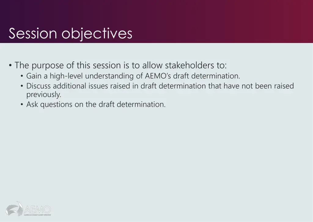 session objectives