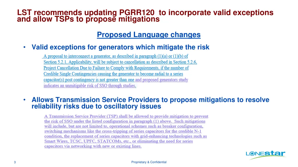 lst recommends updating pgrr120 to incorporate