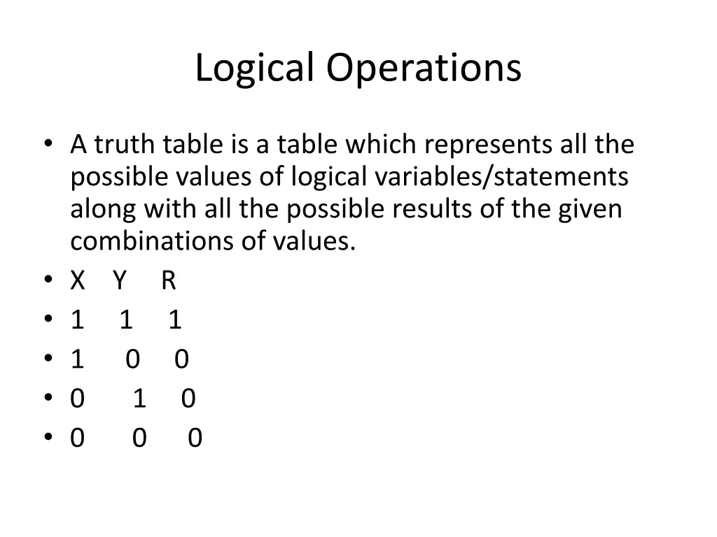 logical operations