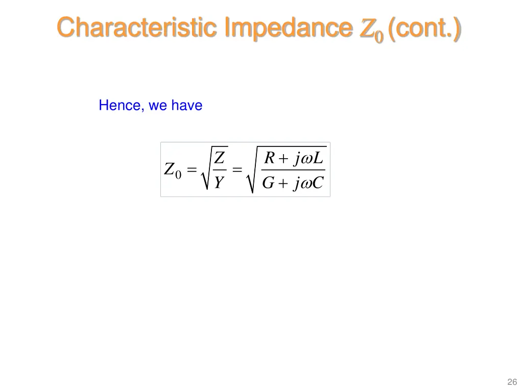 characteristic impedance z 0 cont 2