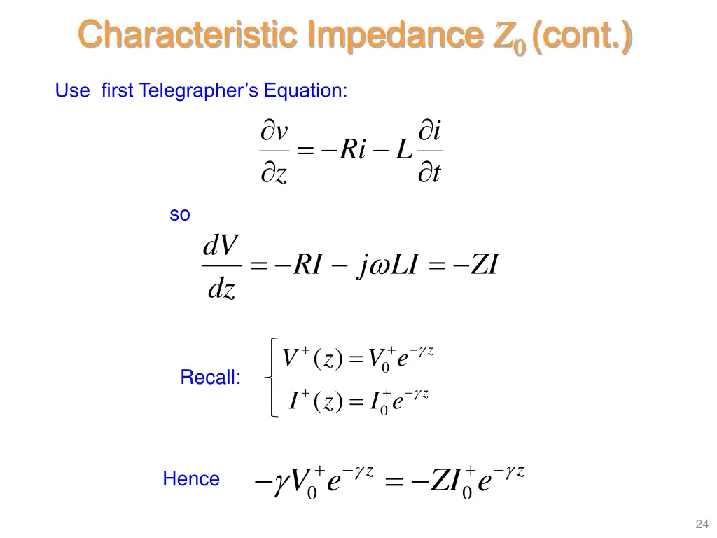 characteristic impedance z 0 cont
