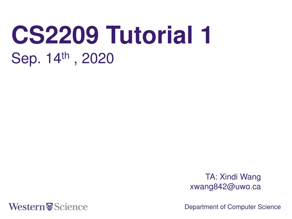 cs2209 tutorial 1 sep 14 th 2020