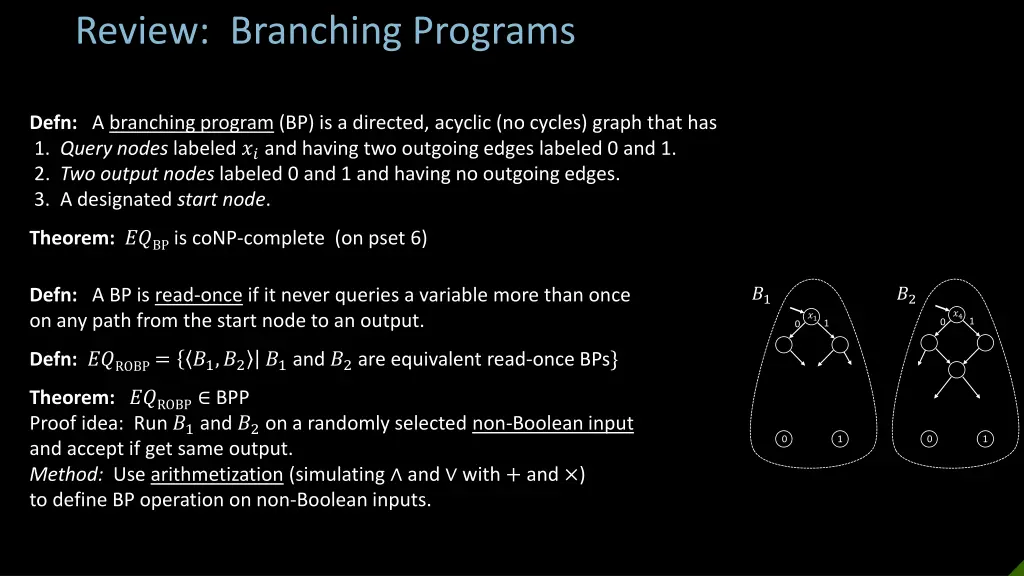review branching programs